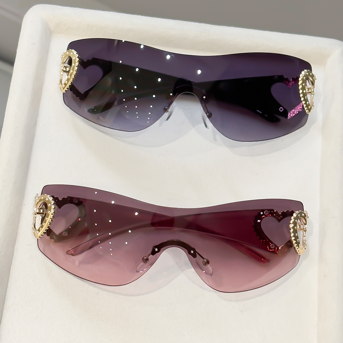 Photography Design - 2pcs Y2K Integrated Frameless Glasses, Double