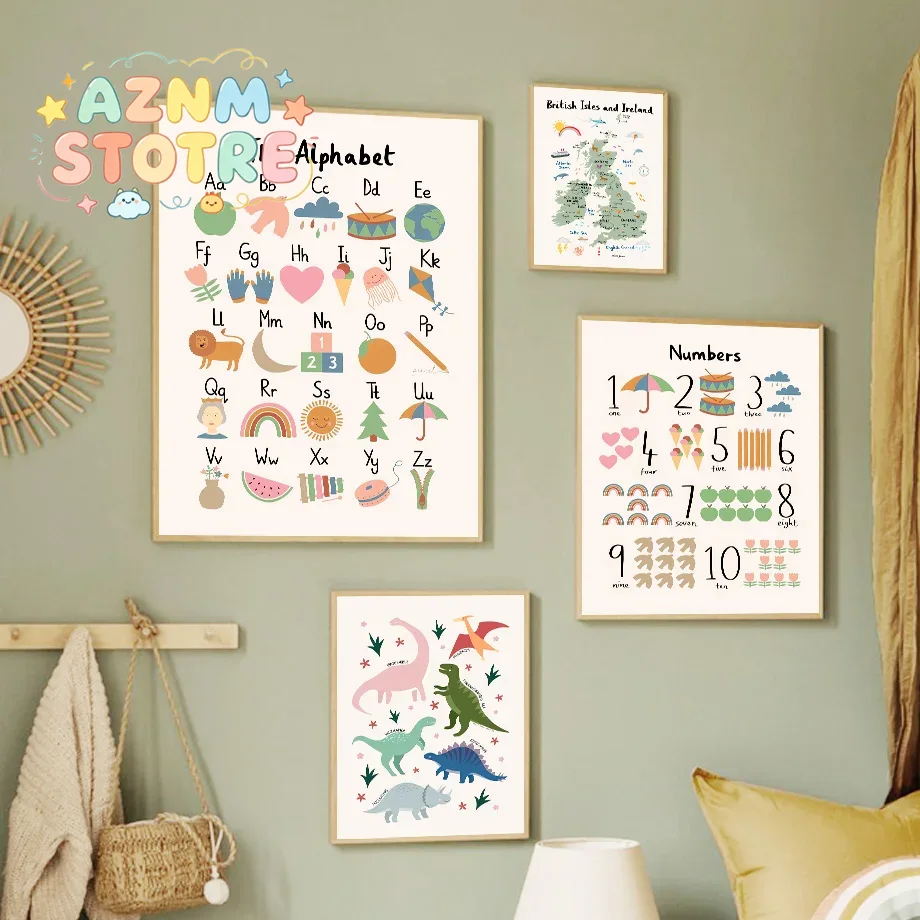 Photography Landscape - Animal World Map Dinosaur Alphabet Number