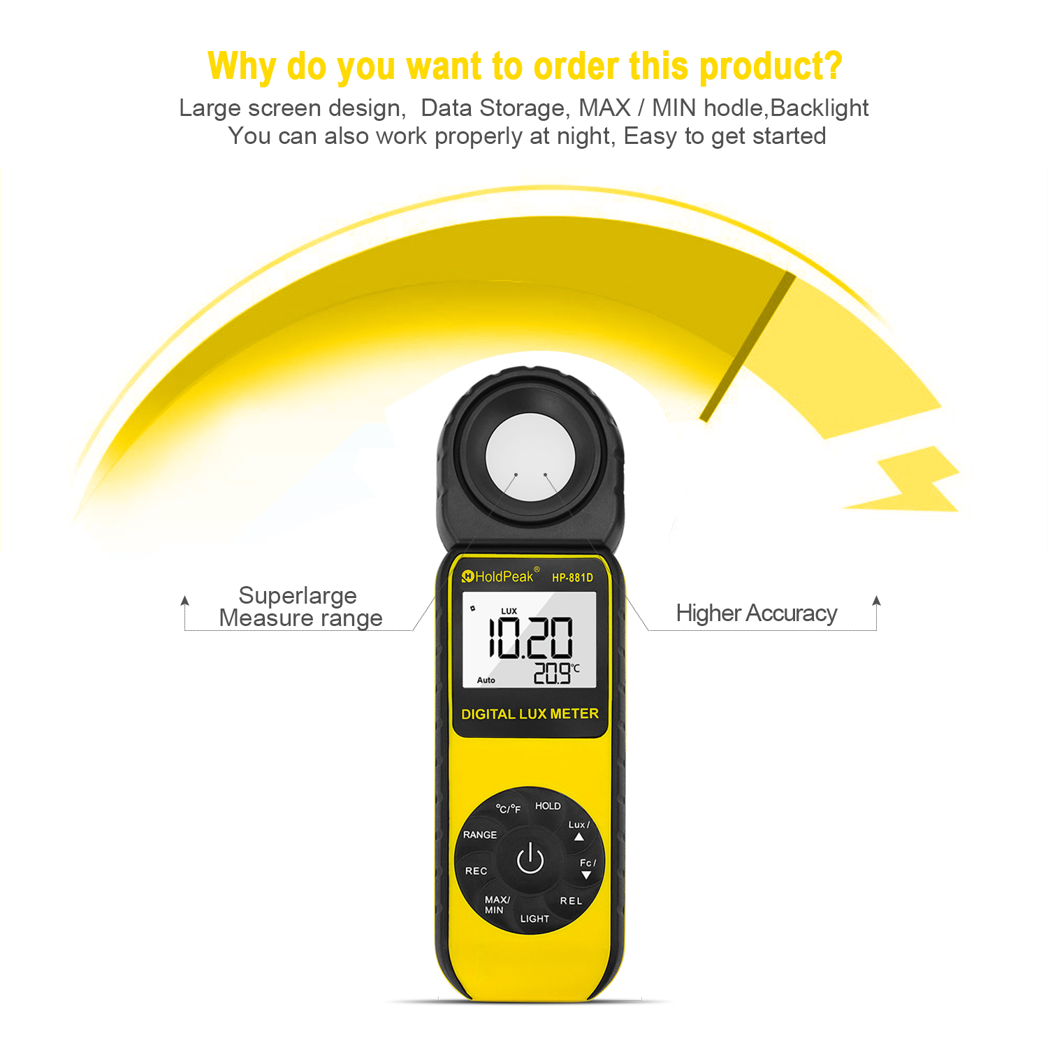 Digital Lux Meter 400K Lux LCD - огляд і ціна Photography Hp